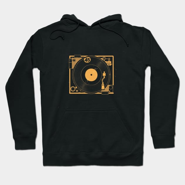 45 Record Adapter (Distressed) Hoodie by Aldrvnd